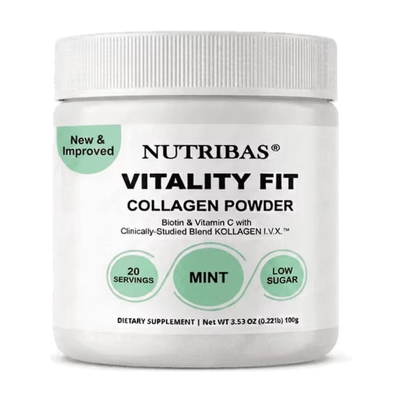 NUTRIBAS Multi Collagen Protein Powder, Coffee Creamer, For Whole Body Support, Women Men, Mint, 3.53 oz