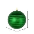 thumbnail image 2 of Vickerman 4" Christmas Ornament Ball, Green Candy Finish with Glitter Lines, Shatterproof Plastic, Holiday Christmas Tree Decoration, 4 Pack, 2 of 3