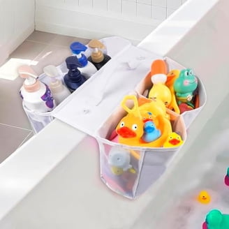 Large Mesh Bath Toy Organizer - Corner Bathtub Toy Storage Net With Opening, Quick-Dry Basket For Kids (Blue)