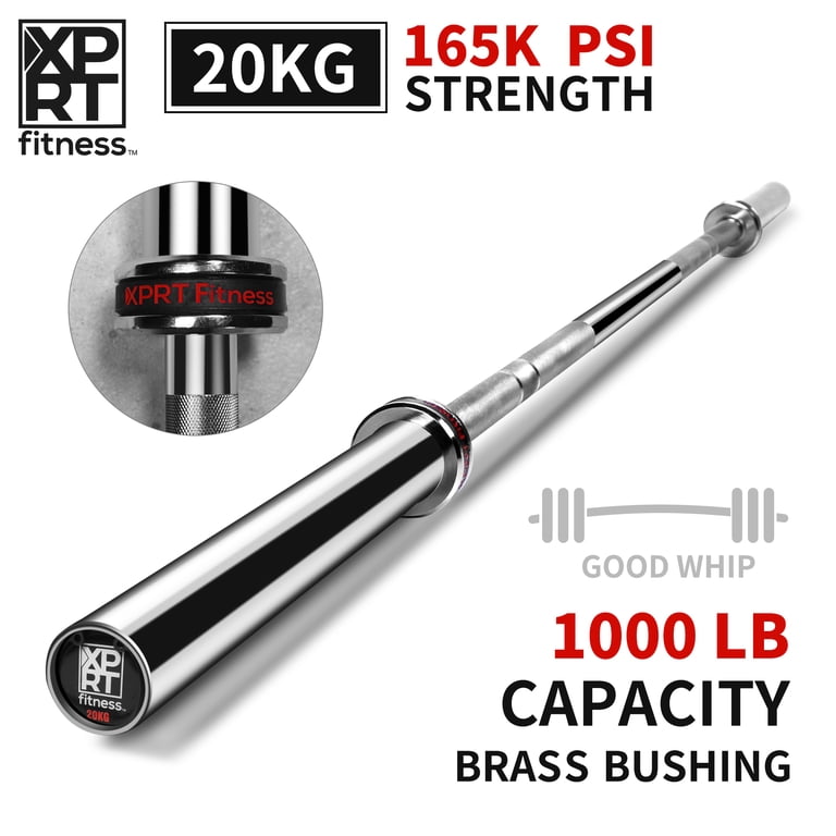XPRT Fitness 20 KG Chrome Barbell 86 In. Bar -2 In. Olympic Plates