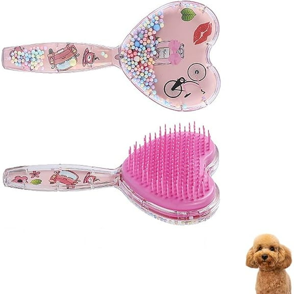 Small Dog Brush, Soft Dog Grooming Brush for Shih Tzus, Yorkies, Maltipoos, Maltese, Love Shape Puppy Massaging Pet Hair Brush, Cat Brush, for Small Dogs Cats of All Hair Types (Rose Pink)