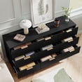 thumbnail image 3 of S-HOME Modern 57 Inch Dresser in Natural Oak Finish with 9 Drawers and Metal Handles Perfect Storage Organizer, 3 of 10