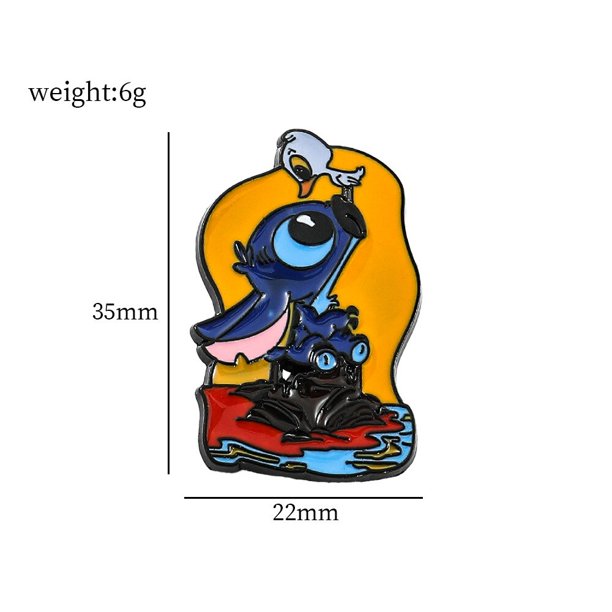 Disney Lilo & Stitch Enamel Pin for Backpacks Badges on Backpack Cartoon Metal Pin Jewelry Clothing Accessories for Kids Decor Gao Jinjia LED