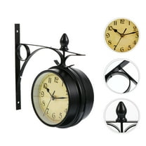 HONMEET Vintage Double-Sided Wall Clock Antique Style Decorative Hanging Clock for Home, Office, Living Room
