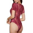 thumbnail image 2 of Balery Abstract Red Marble Body de cuello redondo de manga corta para mujer Tops de manga corta Tops básicos-X-Large, 2 of 7