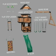 Backyard Discovery Canyon Creek Cedar Wood Swing Set, Slide, Clubhouse, Rock Wall