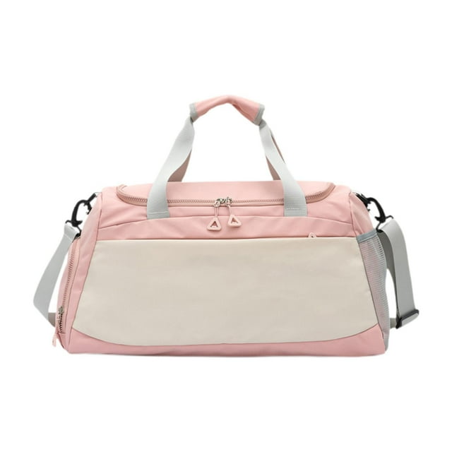 Bolsa de deporte para gimnasio, equipaje, bolsa de viaje, bolsa de lona para natación, ejercicio al aire libre, hombres y mujeres Beige rosa