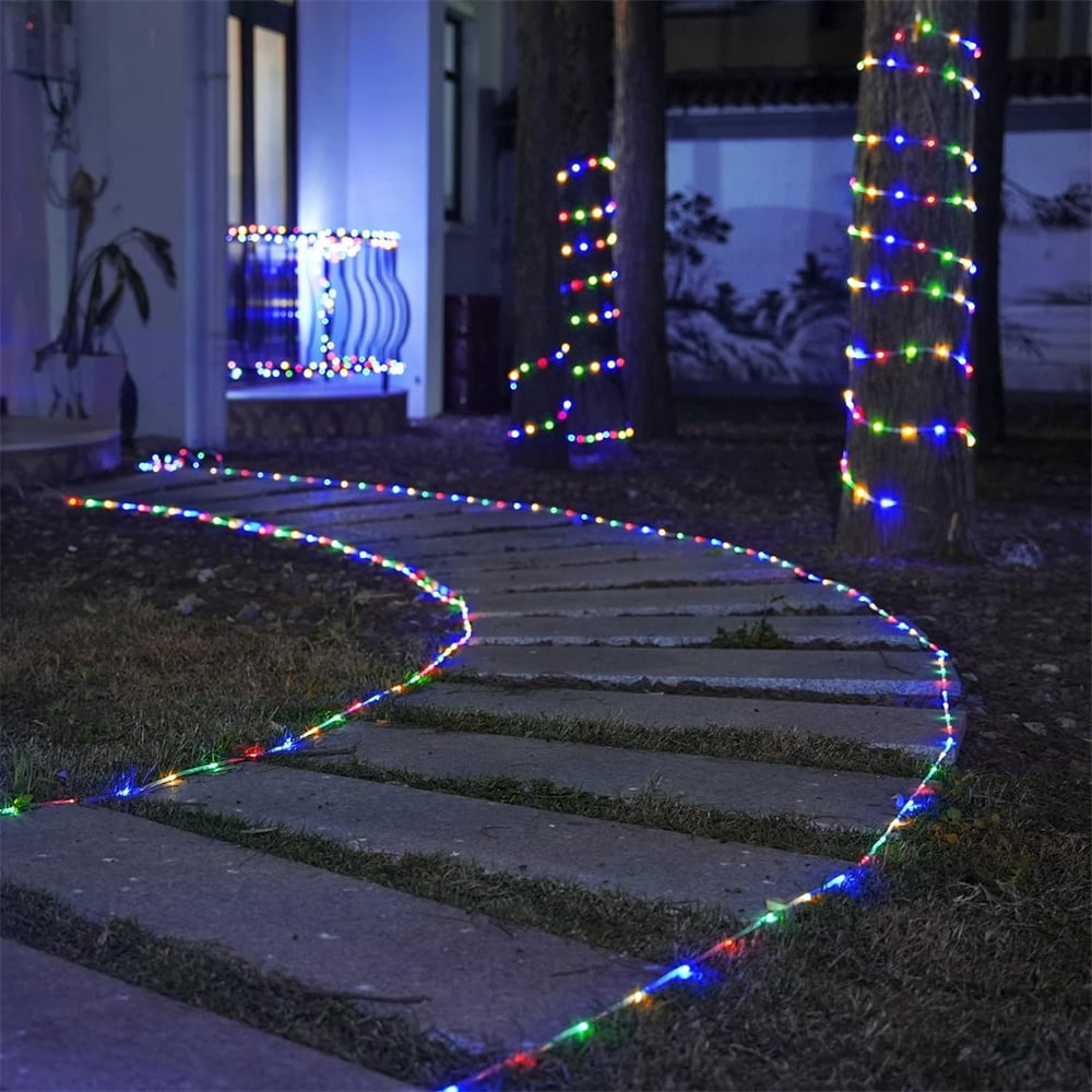 NOGIS Solar Rope Lights, 72 feet 200 LED 8 Modes Solar Rope String Lights Outdoor Fairy Lights Rope Waterproof Tube Lights with Solar Panel for Home Decoration Garden Parties (Multicolor）