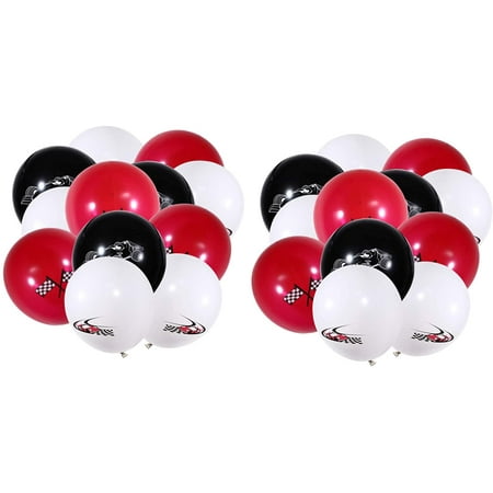 24pcs Race Car Balloons Checkered Flag Latex Balloon Plastic Racing ...
