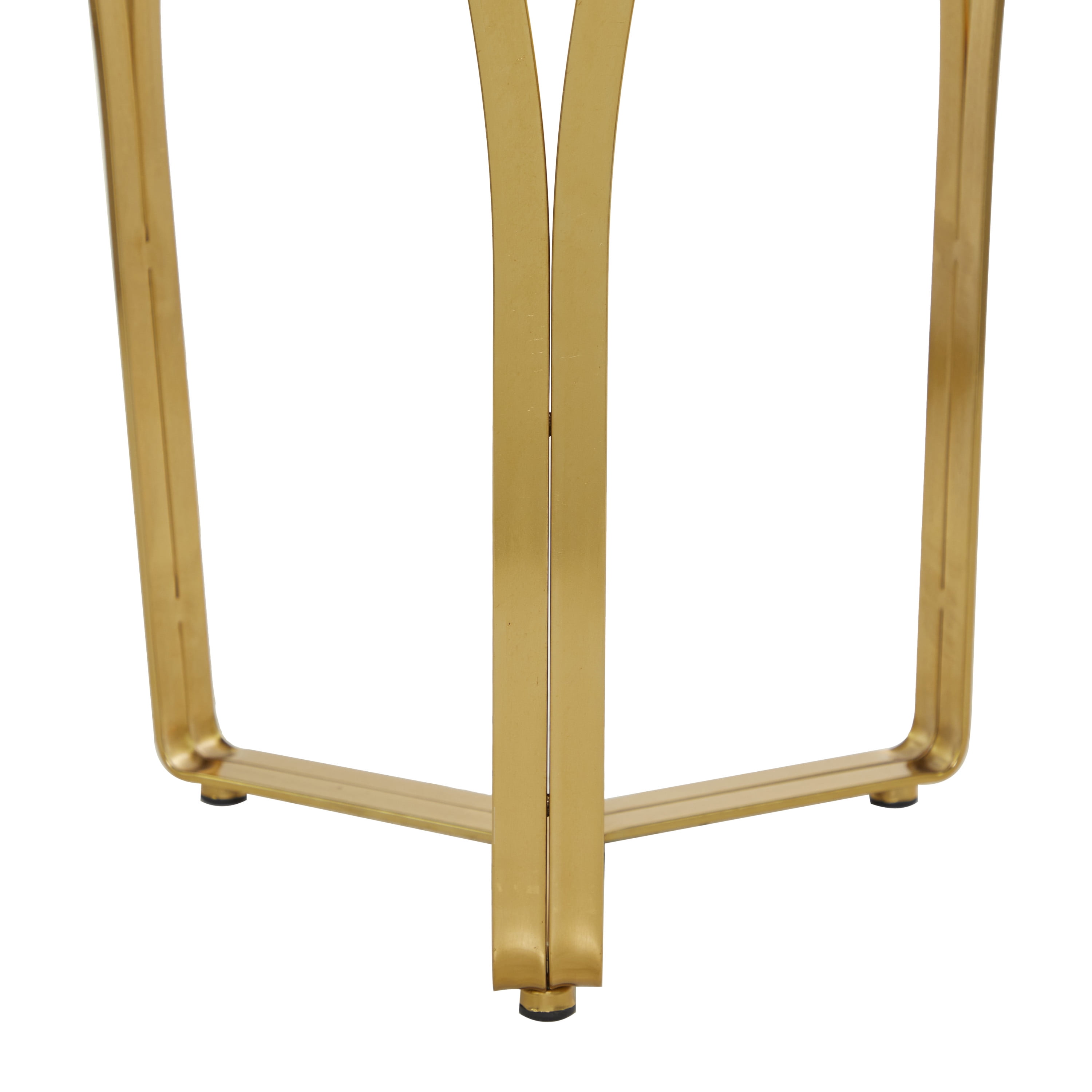 DecMode 16" x 23" Gold Metal Accent Table with Black Top, 1-Piece
