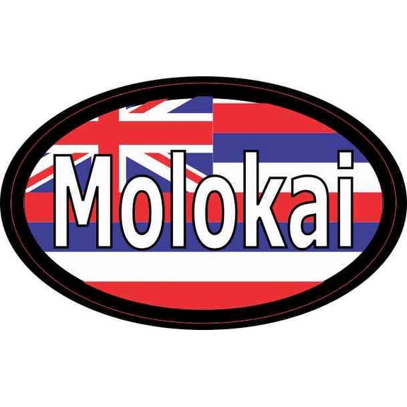 4in x 2.5in Oval Hawaii Flag Molokai Sticker