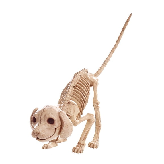 Seasons 7.5 in Standing Puppy Plastic Skeleton Decoration - Off-White