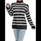 thumbnail image 1 of Suéter de Punto A Rayas con Bloques de Color y Larga para Mujer, Informal, Otoño e Invierno Rayas Negras XXL, 1 of 7