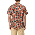 thumbnail image 3 of Unique Bargains Men's Summer Sunflower Printed Short Sleeve Button Down Shirt XL Navy Red, 3 of 6