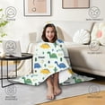 thumbnail image 4 of Wearable Blanket,Light Toned Dinosaur with ROAR Pattern Hooded Wearable Flannel Blanket for Adults & Teens,Winter Poncho Shawl Wrap Cape Cozy Anti-Pill,50"x60", 4 of 5