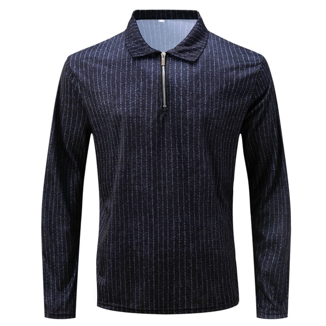 Blusa y camisa de manga larga con cuello vuelto para hombre, estilo informal de negocios, de moda, con media cremallera y manga larga con cuello vuelto para hombre.
