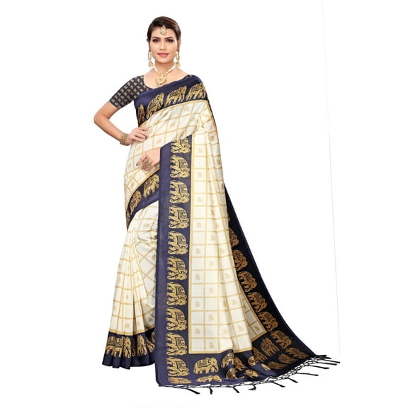 Multi color Mysore Silk saree/sari with running blouse For Women/Girls