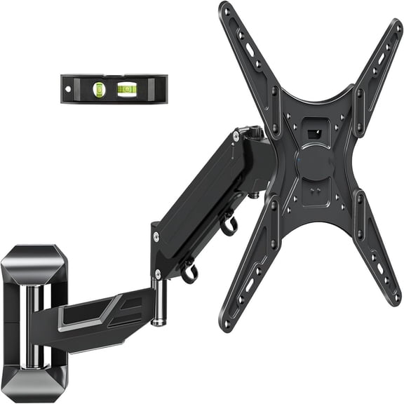Height Adjustable TV Wall Mount for 26-55 Inch TVs, Gas Spring Full Motion Articulating TV Bracket with Smooth Swivel Tilt &  Corner Installation