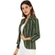 thumbnail image 3 of Blazer De Solapa Con Muescas Y Mangas 3/4 A Rayas Para Mujer Verde oscuro XS, 3 of 6