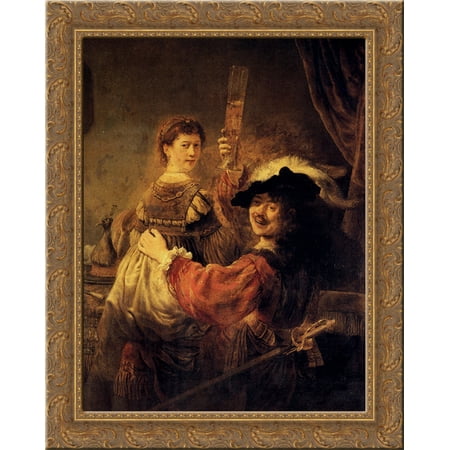 - Self portrait with Saskia in the Parable of the Prodigal Son 20x24 Gold Ornate Wood Framed Canvas Art by Rembrandt