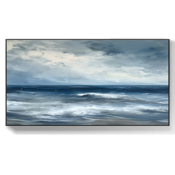 Original Sea Painting Abstract Beach Oil Painting On Canvas Ocean Wall Art Custom Handmade Acrylic Painting Living Room Decor Beach Decor,Unstretched,Frameless,(41*61cm)16*32Inches