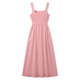 thumbnail image 5 of Gamivast Linen Dresses for Women Sleeveless Square Neck Button Front Maxi Dress with Pockets Casual A-Line Sundress Summer Vacation Beach Dress Pink S, 5 of 7