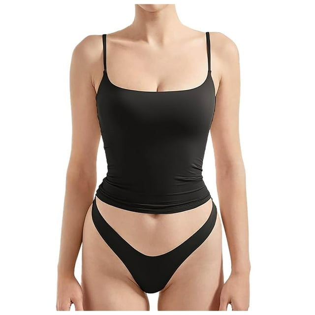 Camiseta sin mangas sexy de cuello cuadrado y tirantes ajustables para mujer - XS-XL