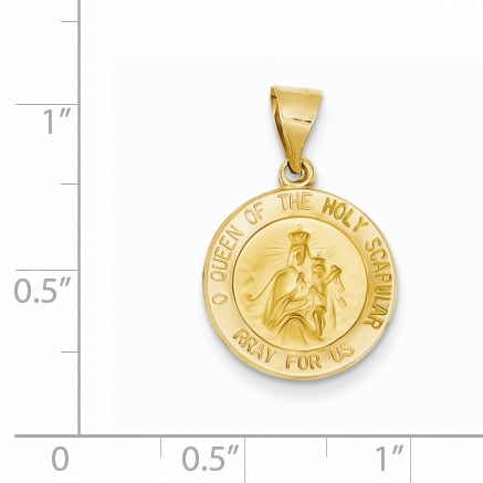 Pendentif Médaille Réversible en Or Jaune 14K Poli Satin Queen