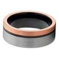 thumbnail image 3 of Silly Kings Jewelry Tungsten Wedding Band Rose Gold Tungsten Black Tungsten Offset Groove 8mm Ring Comfort Fit (10), 3 of 4