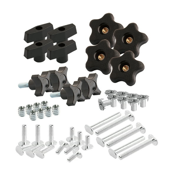 POWERTEC 46 Piece SetT Track Knob Kit, 5/16-18 Threaded Bolts and Washers, T Slot Bolts, T Track Accessories for Woodworking Jigs and Fixtures (71174)