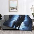 thumbnail image 2 of Yiaed Night Scene of Wolves Print Blanket Throw Blanket Soft Cozy Flannel Blanket for Home Bed Sofa Couch Chair-80"x60", 2 of 6