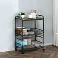 thumbnail image 2 of HOMCOM 3-Tier Rolling Kitchen Cart with 2 Pull-Out Baskets & Side Hooks, 2 of 10