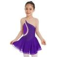 thumbnail image 2 of renvena Kids Girls Shiny Rhinestones Mesh Splice Figure Ice Skating Dress 6-16 Purple 10, 2 of 7