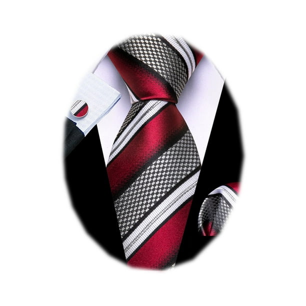Conjunto de Corbata Barry.Wang de Seda Tejida con Rayas y Pañuelo de Bolsillo