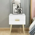 thumbnail image 6 of Glavbiku Modern Nightstand with 2 Drawers,Bedside Table with Gold Metal Legs,White,Adult, 6 of 10