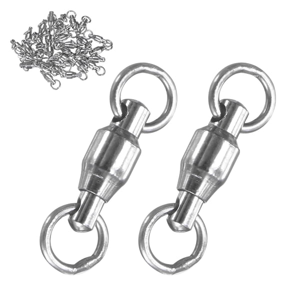 Uxcell 30-Pack Ball Bearing Fishing Swivels, 0# 0.59In (15mm) Stainless Steel Lure Leader Line Connector for Fishing [Silver]