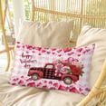 thumbnail image 4 of Valentine's Day Pillow Covers, Linen Long Throw Pillow Case, Roses Car Love Hearts Romantic Pink Plaid Holiday Pillow Protector Decorative Cushion Cover for Living Room/Bedroom 20" x 36", 4 of 8