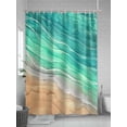 thumbnail image 5 of Boanket Polyester Fabric Teal Ombre Coastal Shower Curtain, Summer Nautical Beach Ocean Seaside Waterproof Bathtub Curtain Bathroom Decor Set with Hooks 66 x 72 Inches,, 5 of 6