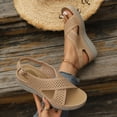 thumbnail image 6 of Orthopedic Sandals for Women Hollow out Crooss Strap Low Wedge Walking Shoes Comfy Arch Support Casual Summer Footwear Khaki Size 7, 6 of 7