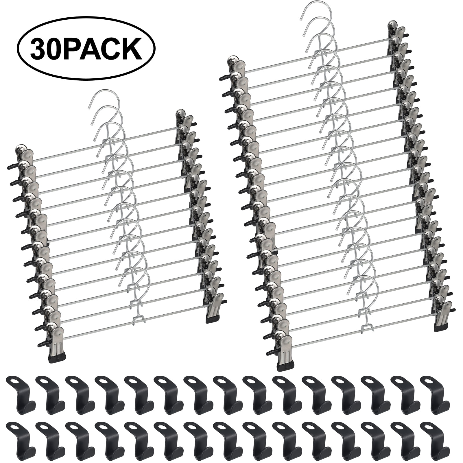 Topekada 30 Pack Pants Hangers with Connector Hooks Set, 911 Inch Non