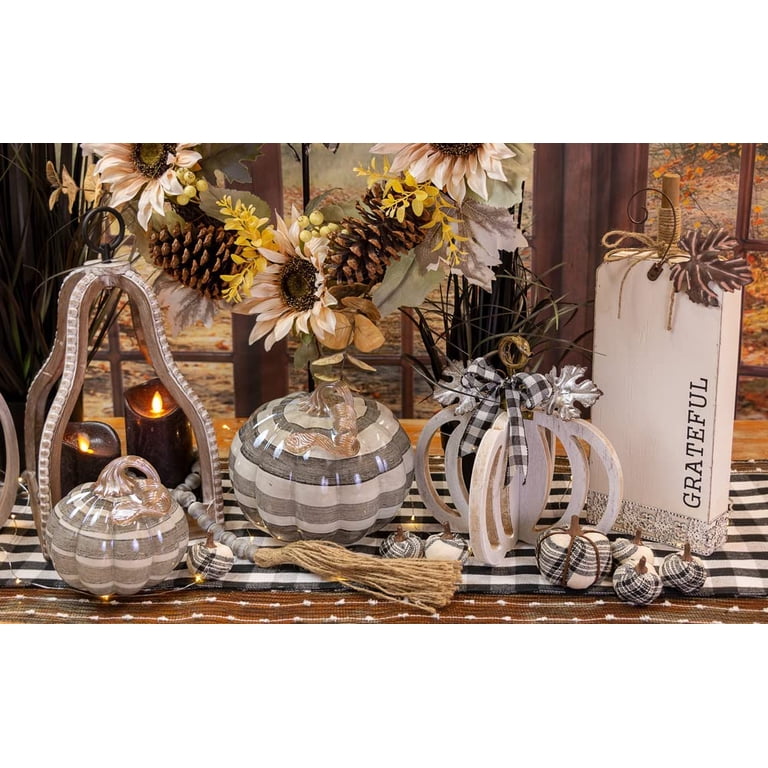Fall Harvest Carved Pumpkin Centerpiece - Sunflower Design, Resin Autumn Decor For Thanksgiving Tabletop