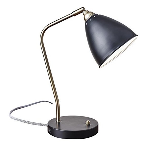 Adesso Chelsea Desk Lamp, Painted Brass,Black