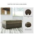 thumbnail image 3 of Signature Design by Ashley Alesbury Ottoman, Chocolate Faux Leather Look, Nailhead Trim, 3 of 9