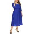 thumbnail image 2 of Eternatastic Womens Scooped Neckline Floral lace Top Plus Size Cocktail Party Midi Dress 5XL Blue, 2 of 5