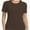 Brown, variant on Women's Crew Neck Ribbed Fitted Shirt Basic Short Sleeves Summer T Shirt Tops
