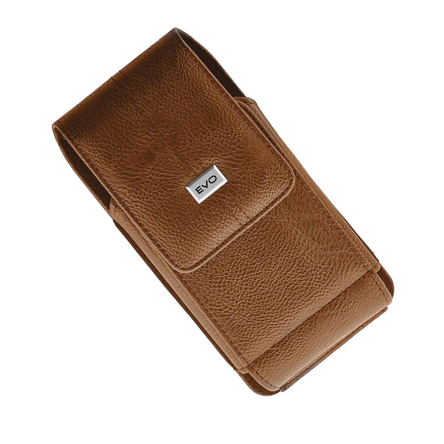 EVO 7.2" Vertical Magnetic Leather Cell Phone Belt Clip Pouch - Brown