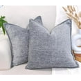 thumbnail image 4 of Pillow Covers 24x24 inches Grey Set of 2, Textured Chenille Extra Large Cushion Covers / Square Pillow Shams, Oversized Soft Pillowcases For Sofa Couch Bed Gray, 4 of 8