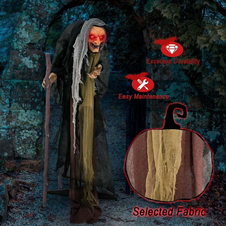 Costway 5FT Halloween Decoration Posable Animatronic Witch with