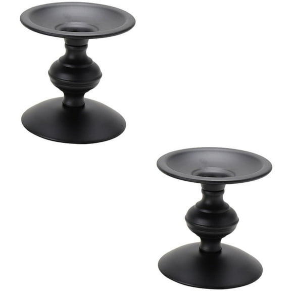 2 PCS Candlestick Matte Black Holders Vintage Stand Decor Decorations Fashion Mantelpiece Iron