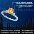 thumbnail image 2 of Gem Stone King 14K White Gold Yellow Citrine and Moissanite Engagement Ring for Women | 1.45 Cttw | Oval Checkerboard 8X6MM | Gemstone November Birthstone | Size 6, 2 of 6